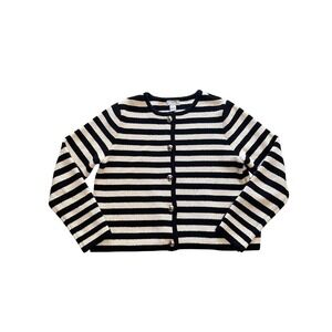 HM Textured Striped Cardigan Gold Button Black/Cream Stripes Size Medium